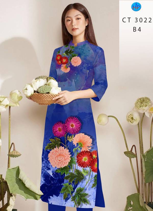 Vải Áo Dài Hoa In 3D thiết kế 2021 AD CT3022 51 Vải Áo Dài Hoa In 3D thiết kế 2021 AD CT3022