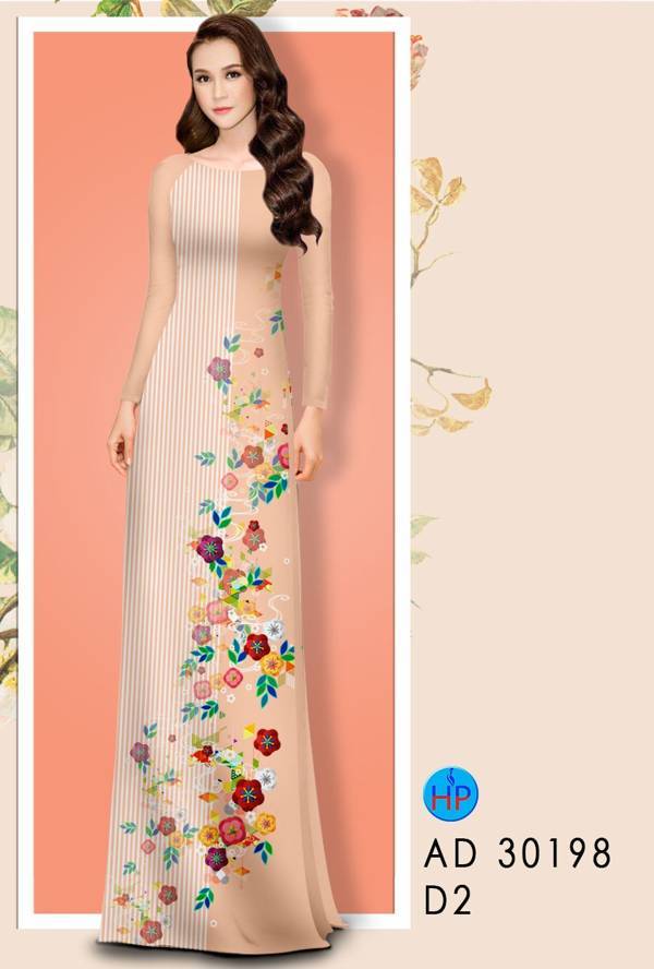 Vải Áo Dài Hoa In 3D thiết kế 2021 AD 30198 50 Vải Áo Dài Hoa In 3D thiết kế 2021 AD 30198