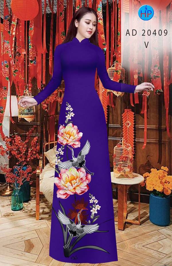 Vải Áo Dài Hoa In 3D mới ra AD 20409 40 Vải Áo Dài Hoa In 3D mới ra AD 20409