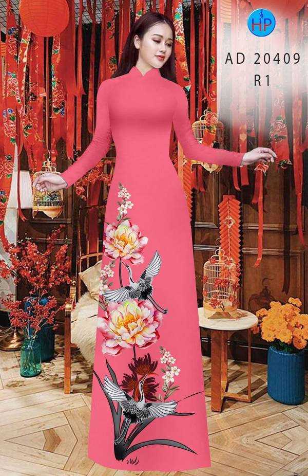Vải Áo Dài Hoa In 3D mới ra AD 20409 44 Vải Áo Dài Hoa In 3D mới ra AD 20409