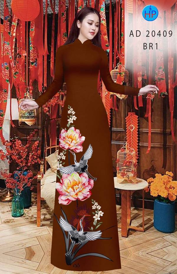 Vải Áo Dài Hoa In 3D mới ra AD 20409 46 Vải Áo Dài Hoa In 3D mới ra AD 20409