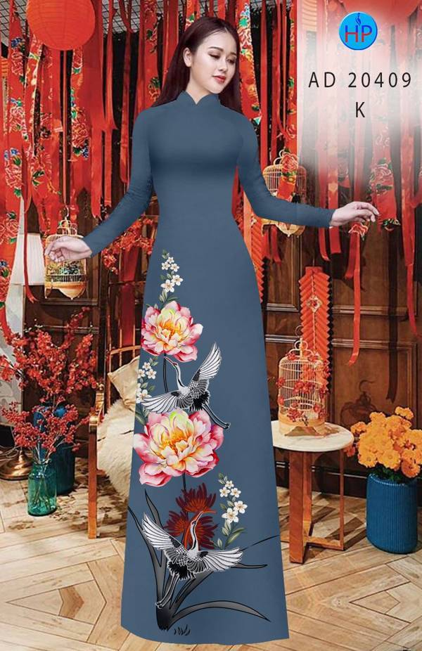 Vải Áo Dài Hoa In 3D mới ra AD 20409 49 Vải Áo Dài Hoa In 3D mới ra AD 20409