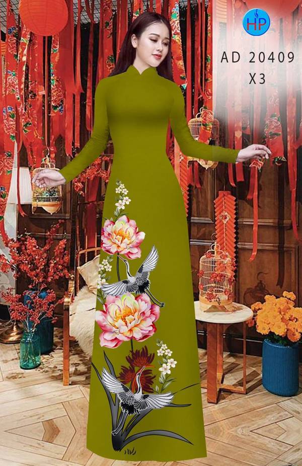 Vải Áo Dài Hoa In 3D mới ra AD 20409 48 Vải Áo Dài Hoa In 3D mới ra AD 20409