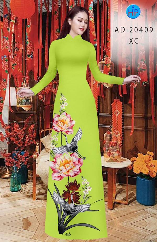 Vải Áo Dài Hoa In 3D mới ra AD 20409 50 Vải Áo Dài Hoa In 3D mới ra AD 20409