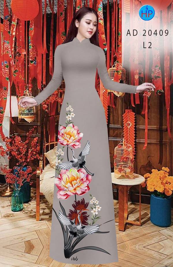 Vải Áo Dài Hoa In 3D mới ra AD 20409 47 Vải Áo Dài Hoa In 3D mới ra AD 20409