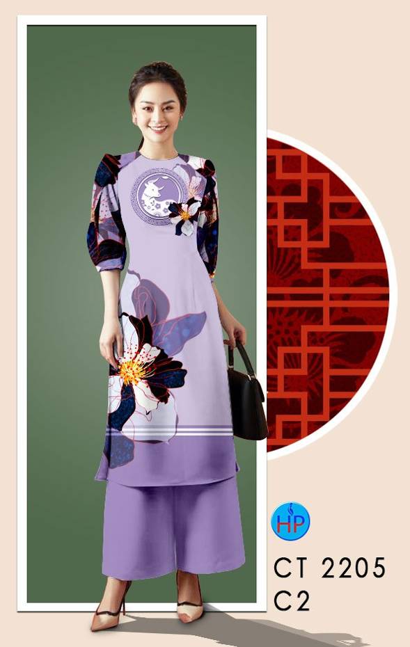 Vải Áo Dài Hoa In 3D mới ra AD CT2205 41 Vải Áo Dài Hoa In 3D mới ra AD CT2205