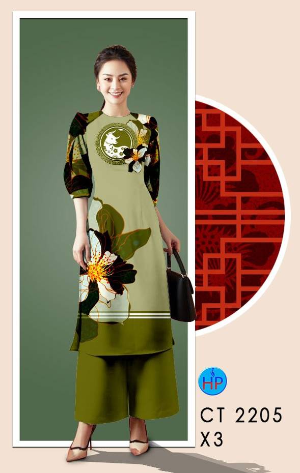 Vải Áo Dài Hoa In 3D mới ra AD CT2205 53 Vải Áo Dài Hoa In 3D mới ra AD CT2205