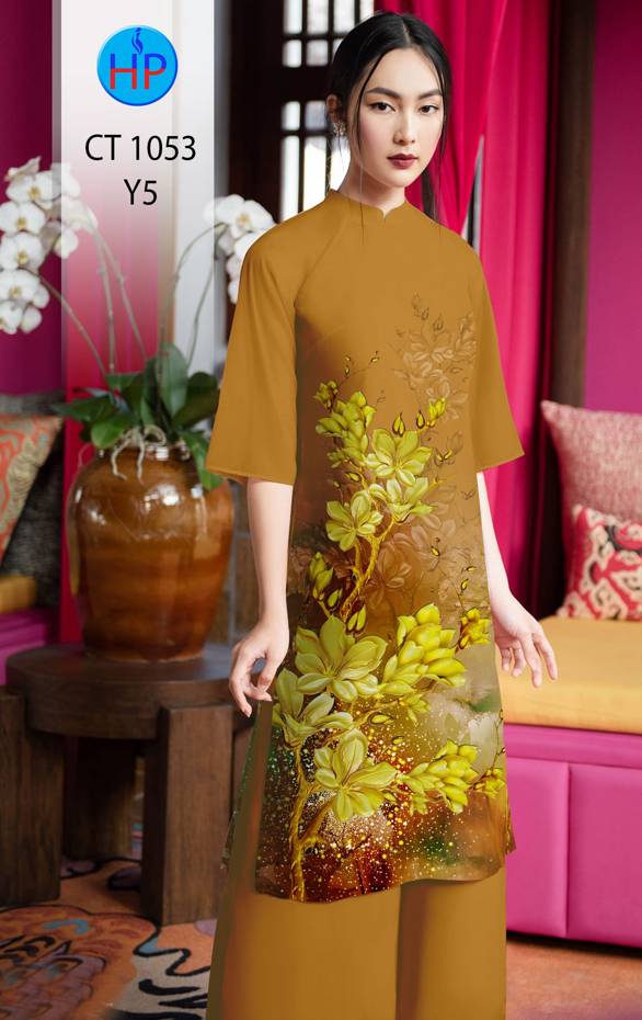 Vải Áo Dài Tết Hoa Mai Vàng kiểu mới AD CT1053 38 Vải Áo Dài Tết Hoa Mai Vàng kiểu mới AD CT1053