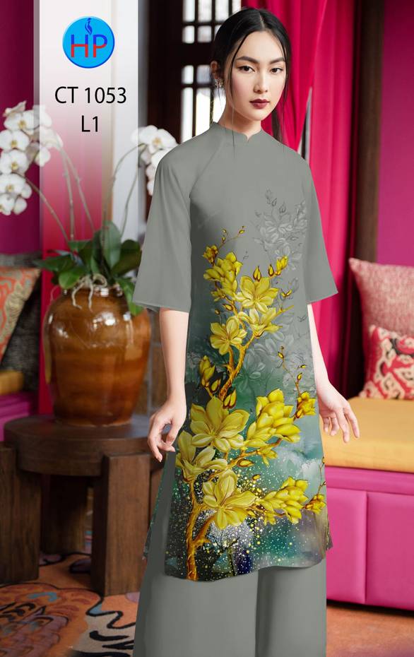 Vải Áo Dài Tết Hoa Mai Vàng kiểu mới AD CT1053 41 Vải Áo Dài Tết Hoa Mai Vàng kiểu mới AD CT1053