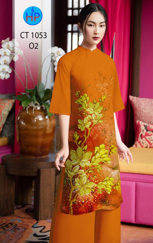 Vải Áo Dài Tết Hoa Mai Vàng kiểu mới AD CT1053 40 Vải Áo Dài Tết Hoa Mai Vàng kiểu mới AD CT1053