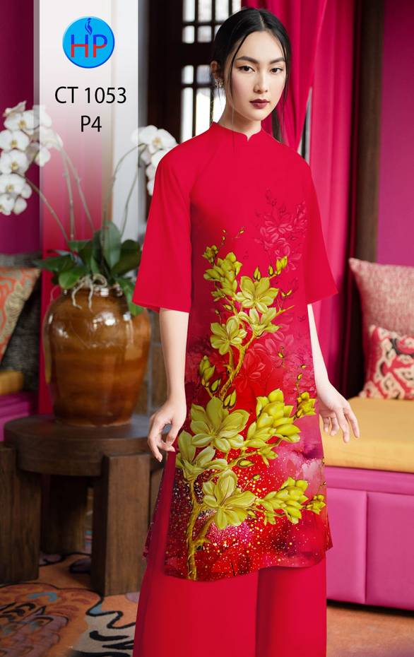 Vải Áo Dài Tết Hoa Mai Vàng kiểu mới AD CT1053 42 Vải Áo Dài Tết Hoa Mai Vàng kiểu mới AD CT1053