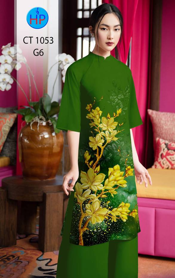 Vải Áo Dài Tết Hoa Mai Vàng kiểu mới AD CT1053 44 Vải Áo Dài Tết Hoa Mai Vàng kiểu mới AD CT1053