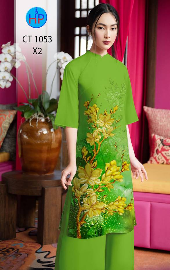 Vải Áo Dài Tết Hoa Mai Vàng kiểu mới AD CT1053 46 Vải Áo Dài Tết Hoa Mai Vàng kiểu mới AD CT1053