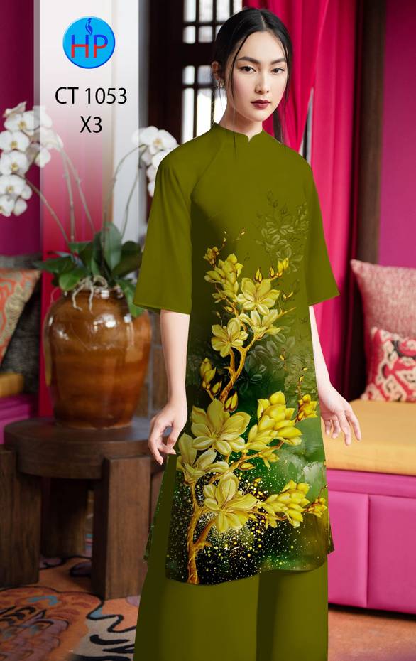 Vải Áo Dài Tết Hoa Mai Vàng kiểu mới AD CT1053 48 Vải Áo Dài Tết Hoa Mai Vàng kiểu mới AD CT1053