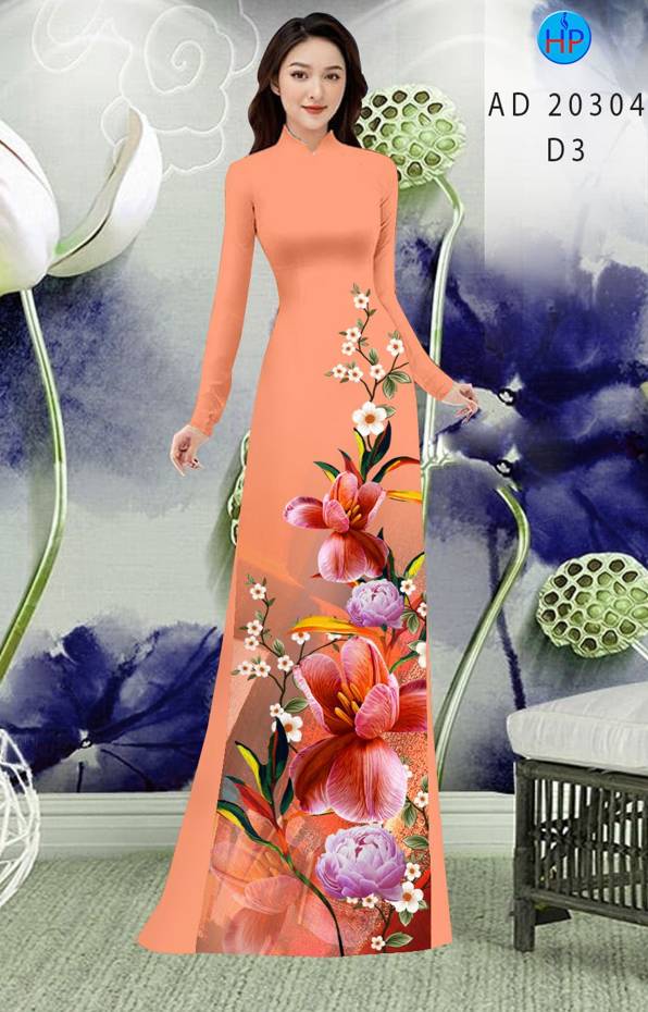 Vải Áo Dài Hoa In 3D mới ra AD 20304 40 Vải Áo Dài Hoa In 3D mới ra AD 20304