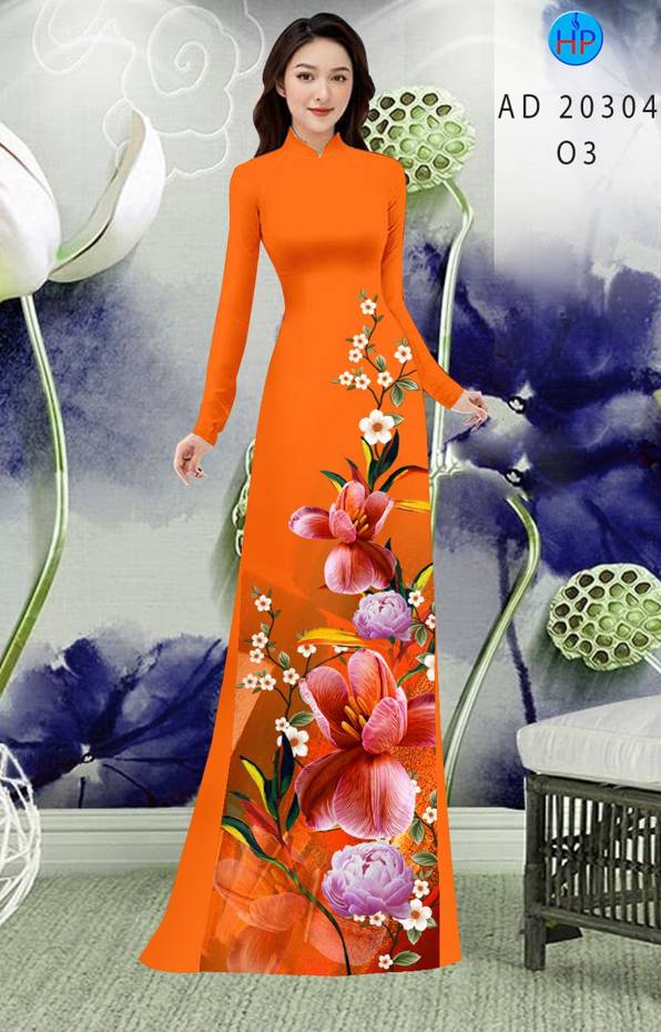 Vải Áo Dài Hoa In 3D mới ra AD 20304 38 Vải Áo Dài Hoa In 3D mới ra AD 20304