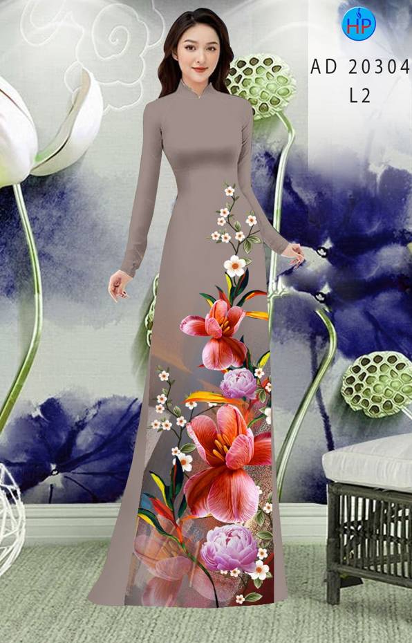 Vải Áo Dài Hoa In 3D mới ra AD 20304 37 Vải Áo Dài Hoa In 3D mới ra AD 20304