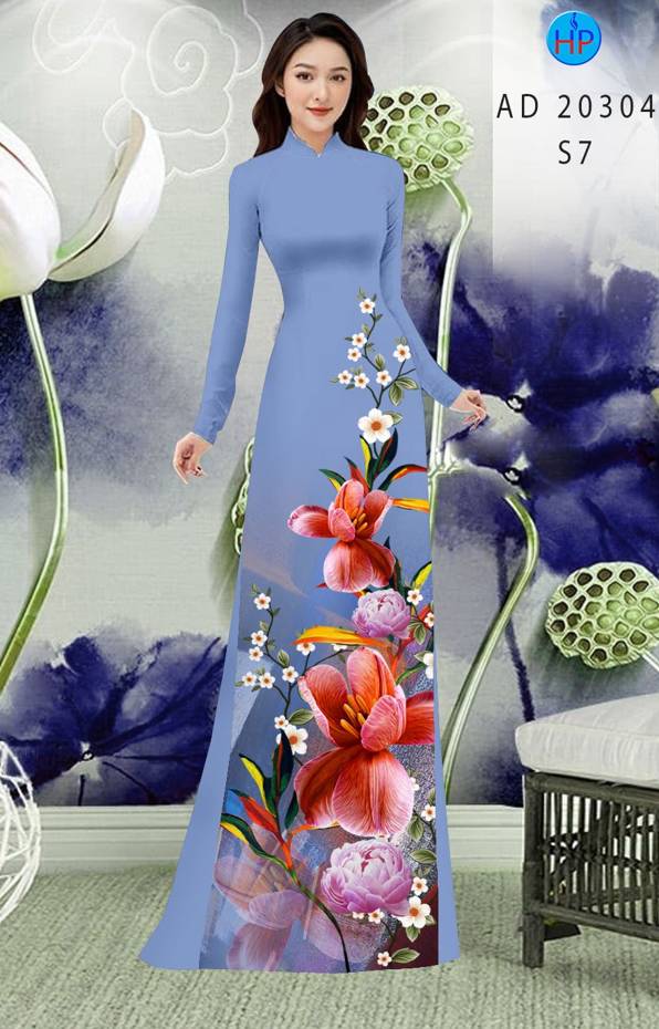 Vải Áo Dài Hoa In 3D mới ra AD 20304 41 Vải Áo Dài Hoa In 3D mới ra AD 20304