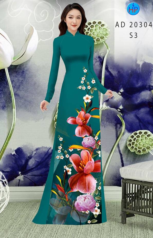 Vải Áo Dài Hoa In 3D mới ra AD 20304 45 Vải Áo Dài Hoa In 3D mới ra AD 20304