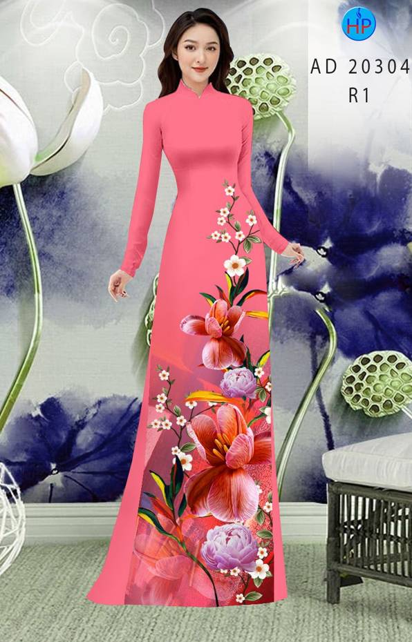 Vải Áo Dài Hoa In 3D mới ra AD 20304 42 Vải Áo Dài Hoa In 3D mới ra AD 20304