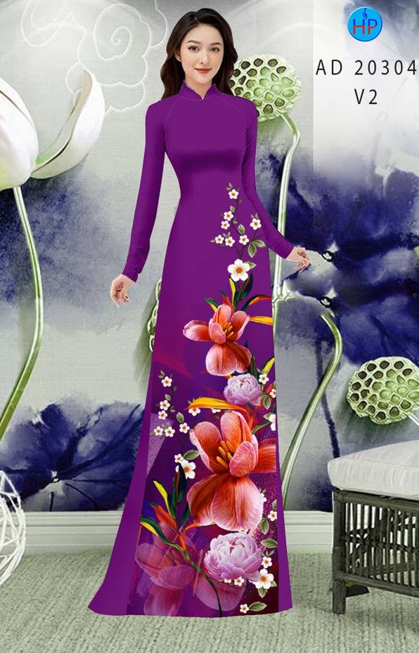 Vải Áo Dài Hoa In 3D mới ra AD 20304 46 Vải Áo Dài Hoa In 3D mới ra AD 20304