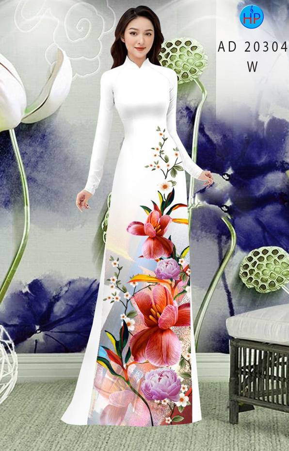 Vải Áo Dài Hoa In 3D mới ra AD 20304 47 Vải Áo Dài Hoa In 3D mới ra AD 20304