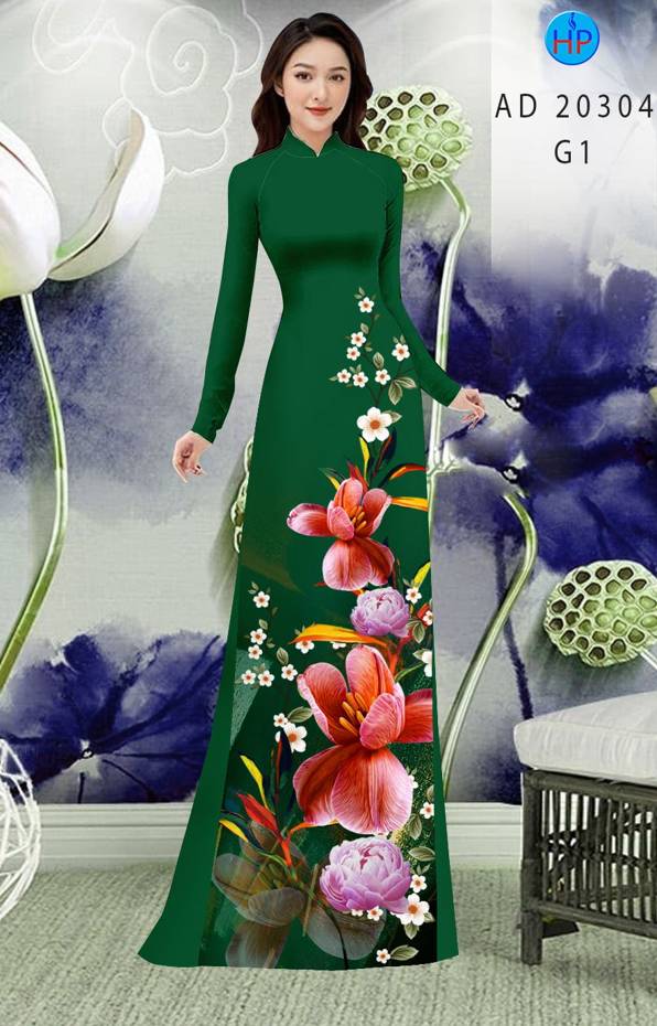 Vải Áo Dài Hoa In 3D mới ra AD 20304 52 Vải Áo Dài Hoa In 3D mới ra AD 20304