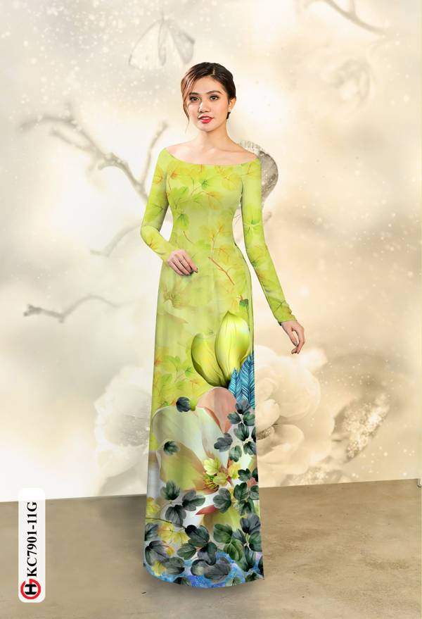 Vải Áo Dài Hoa In 3D thiết kế 2021 AD KC7901