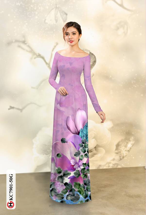 Vải Áo Dài Hoa In 3D thiết kế 2021 AD KC7901