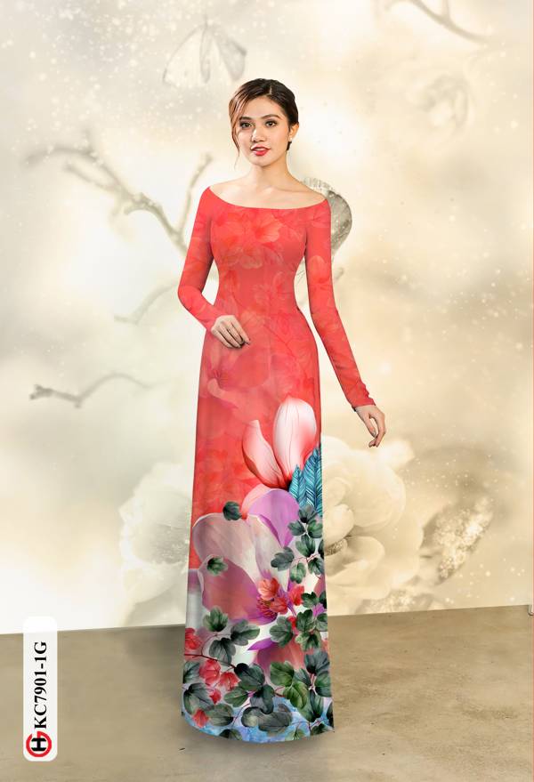 Vải Áo Dài Hoa In 3D thiết kế 2021 AD KC7901