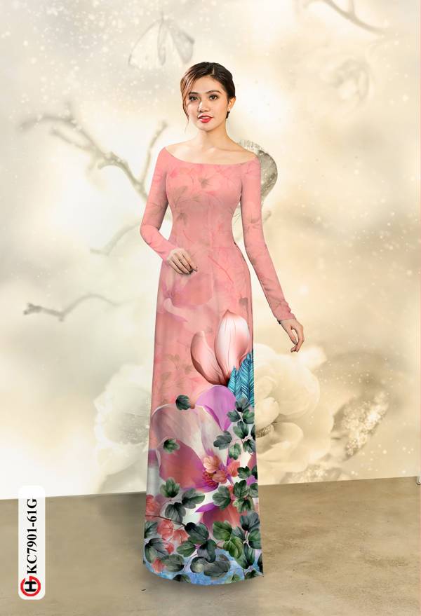 Vải Áo Dài Hoa In 3D thiết kế 2021 AD KC7901