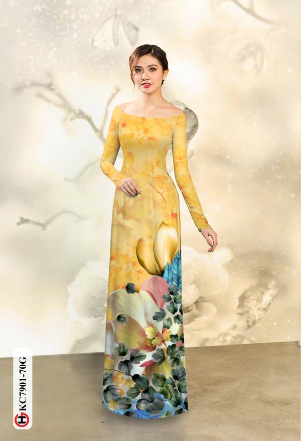 Vải Áo Dài Hoa In 3D thiết kế 2021 AD KC7901