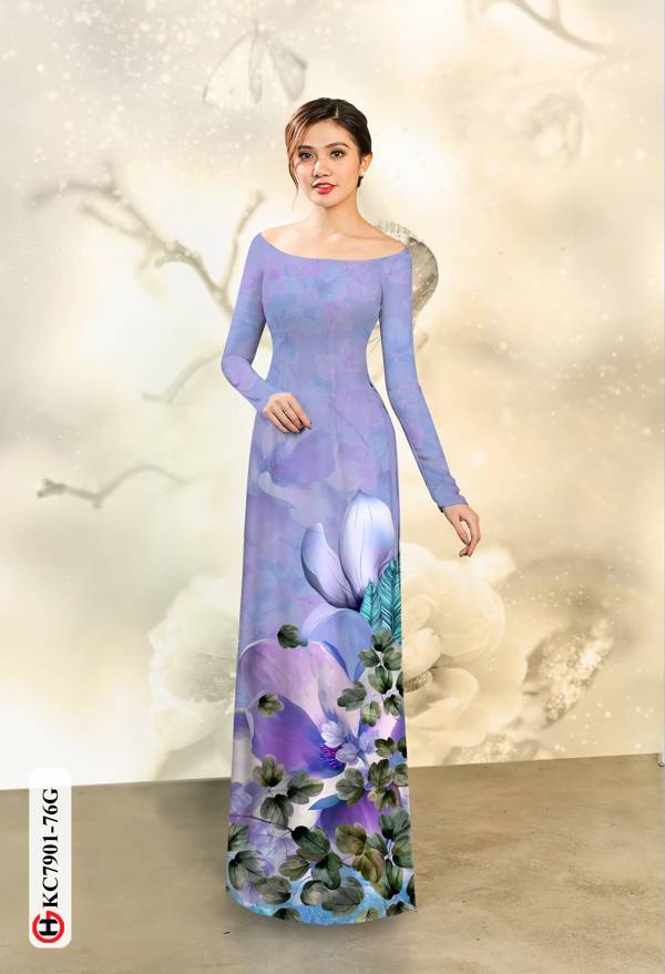 Vải Áo Dài Hoa In 3D thiết kế 2021 AD KC7901