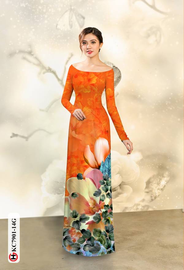 Vải Áo Dài Hoa In 3D thiết kế 2021 AD KC7901