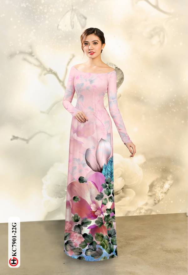 Vải Áo Dài Hoa In 3D thiết kế 2021 AD KC7901