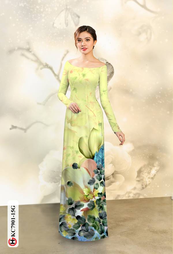 Vải Áo Dài Hoa In 3D thiết kế 2021 AD KC7901