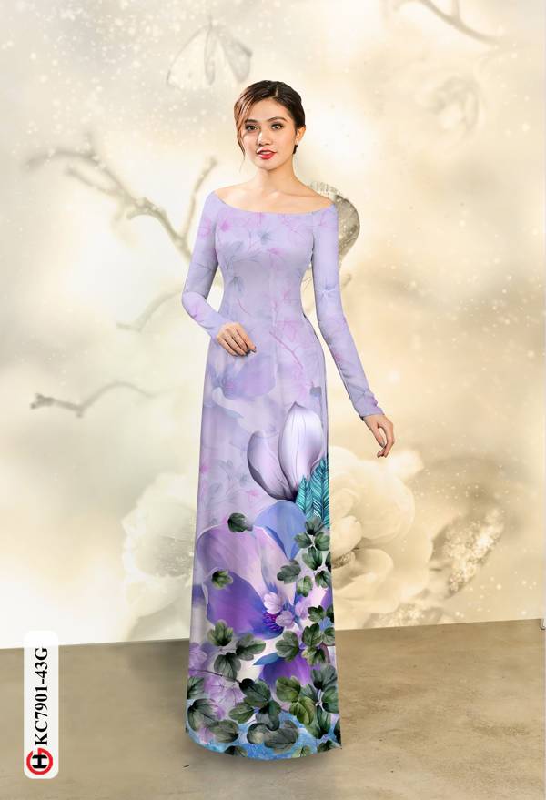 Vải Áo Dài Hoa In 3D thiết kế 2021 AD KC7901