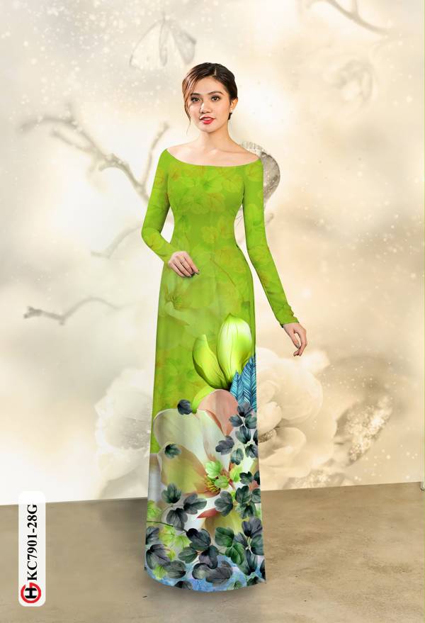 Vải Áo Dài Hoa In 3D thiết kế 2021 AD KC7901