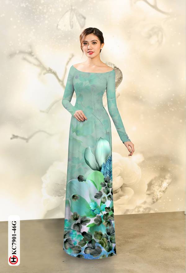 Vải Áo Dài Hoa In 3D thiết kế 2021 AD KC7901