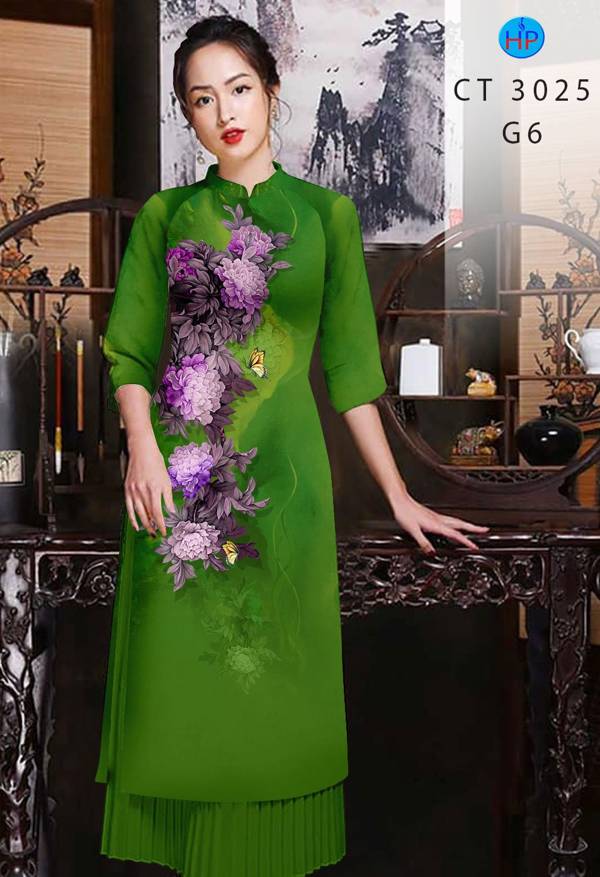 Vải Áo Dài Hoa Cẩm Chướng kiểu mới AD CT3025