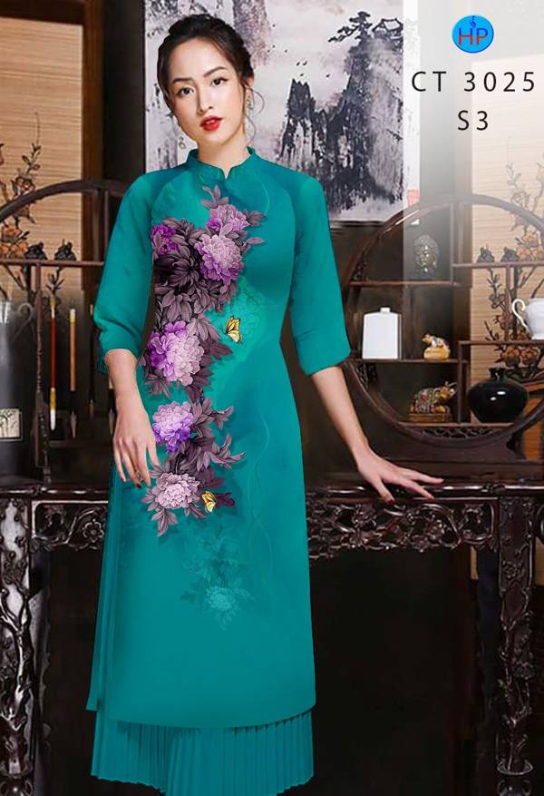 Vải Áo Dài Hoa Cẩm Chướng kiểu mới AD CT3025