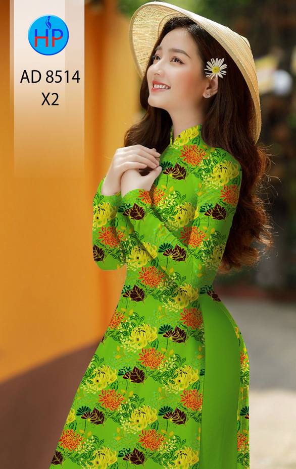 Vải Áo Dài Hoa Cúc Đều kiểu mới AD 8514 44 Vải Áo Dài Hoa Cúc Đều kiểu mới AD 8514
