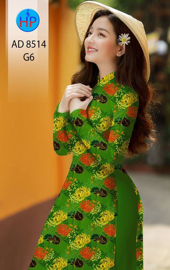 Vải Áo Dài Hoa Cúc Đều kiểu mới AD 8514 42 Vải Áo Dài Hoa Cúc Đều kiểu mới AD 8514