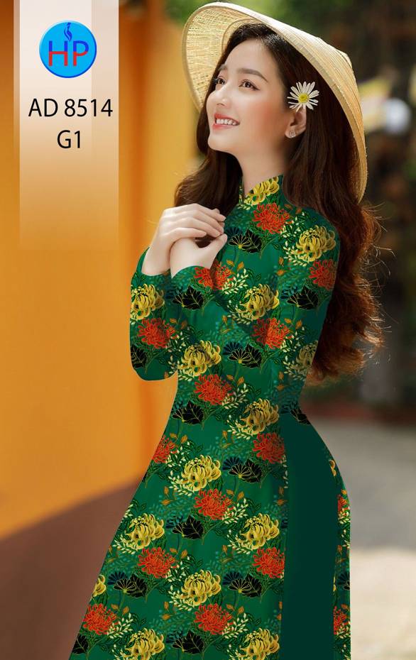 Vải Áo Dài Hoa Cúc Đều kiểu mới AD 8514 48 Vải Áo Dài Hoa Cúc Đều kiểu mới AD 8514