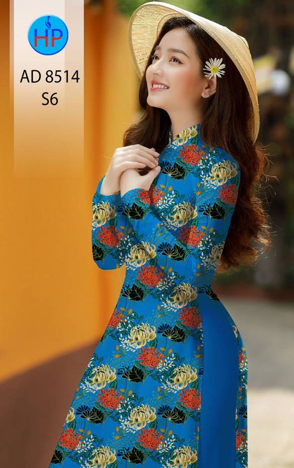 Vải Áo Dài Hoa Cúc Đều kiểu mới AD 8514 45 Vải Áo Dài Hoa Cúc Đều kiểu mới AD 8514