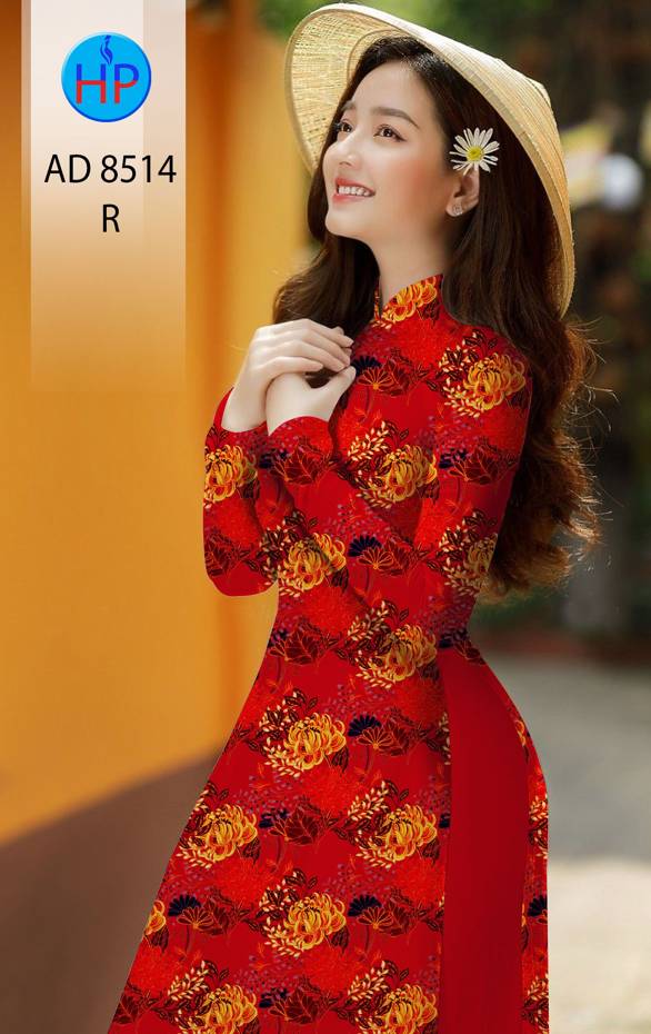 Vải Áo Dài Hoa Cúc Đều kiểu mới AD 8514 52 Vải Áo Dài Hoa Cúc Đều kiểu mới AD 8514