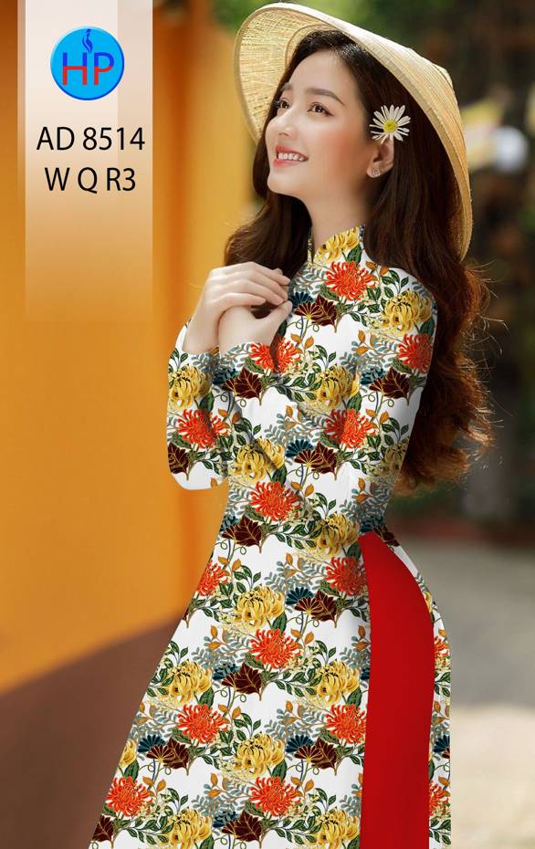 Vải Áo Dài Hoa Cúc Đều kiểu mới AD 8514 51 Vải Áo Dài Hoa Cúc Đều kiểu mới AD 8514