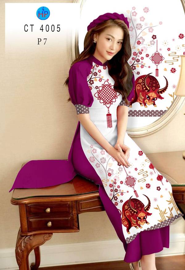 Vải Áo Dài Trâu Vàng Đón Tết thiết kế 2021 AD CT4005 40 Vải Áo Dài Trâu Vàng Đón Tết thiết kế 2021 AD CT4005