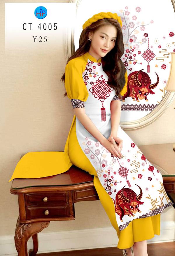 Vải Áo Dài Trâu Vàng Đón Tết thiết kế 2021 AD CT4005 46 Vải Áo Dài Trâu Vàng Đón Tết thiết kế 2021 AD CT4005