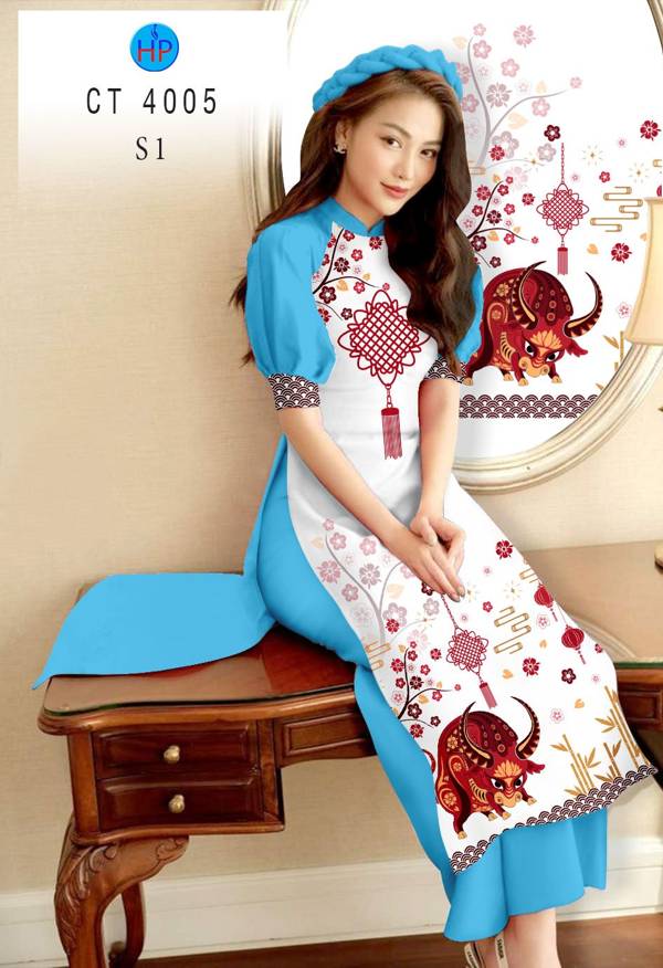 Vải Áo Dài Trâu Vàng Đón Tết thiết kế 2021 AD CT4005 44 Vải Áo Dài Trâu Vàng Đón Tết thiết kế 2021 AD CT4005